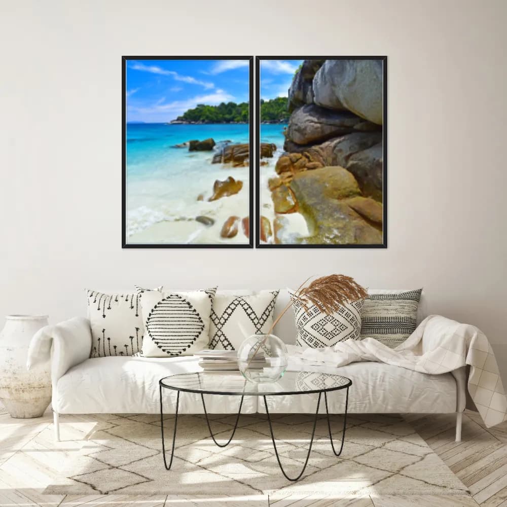 Kit Quadros Decorativos Mar Com Pedras