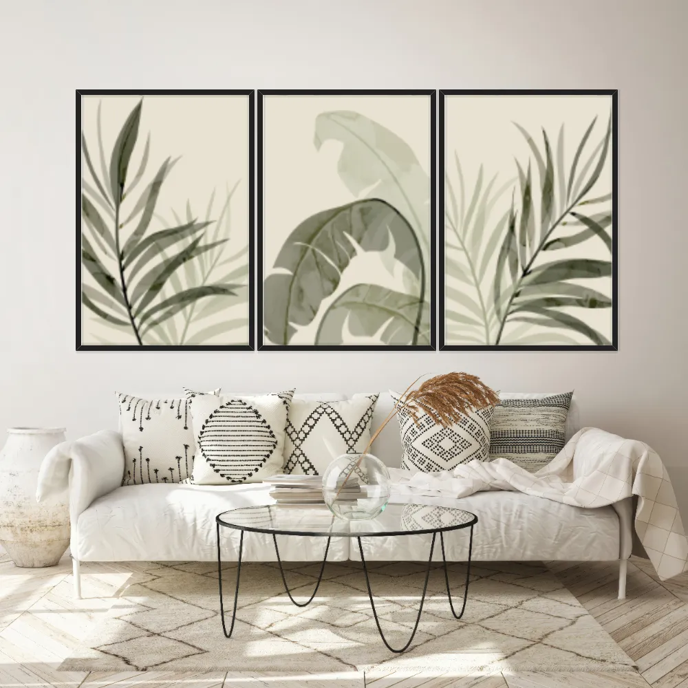 Kit Quadros Decorativos Planta Abstrata