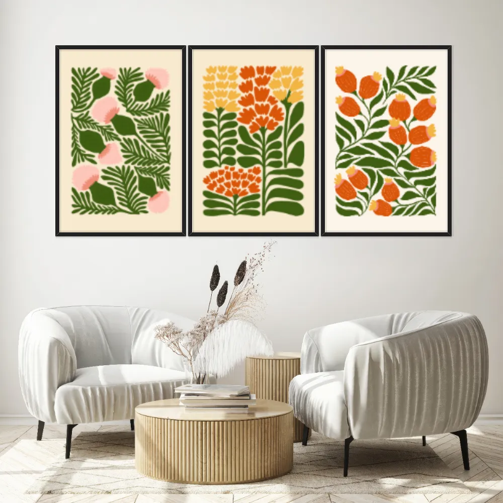 Kit Quadros Decorativos Flora Abstrata
