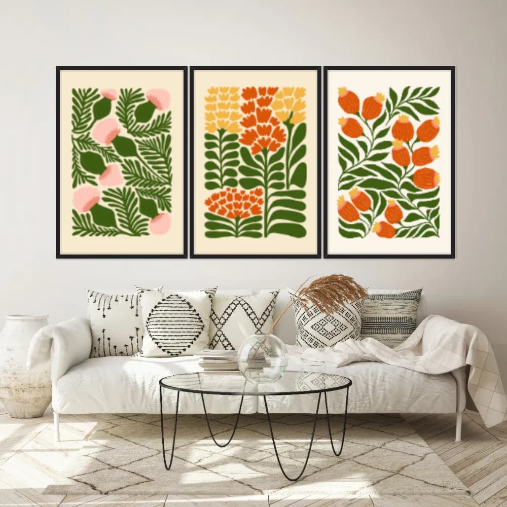 Kit Quadros Decorativos Flora Abstrata