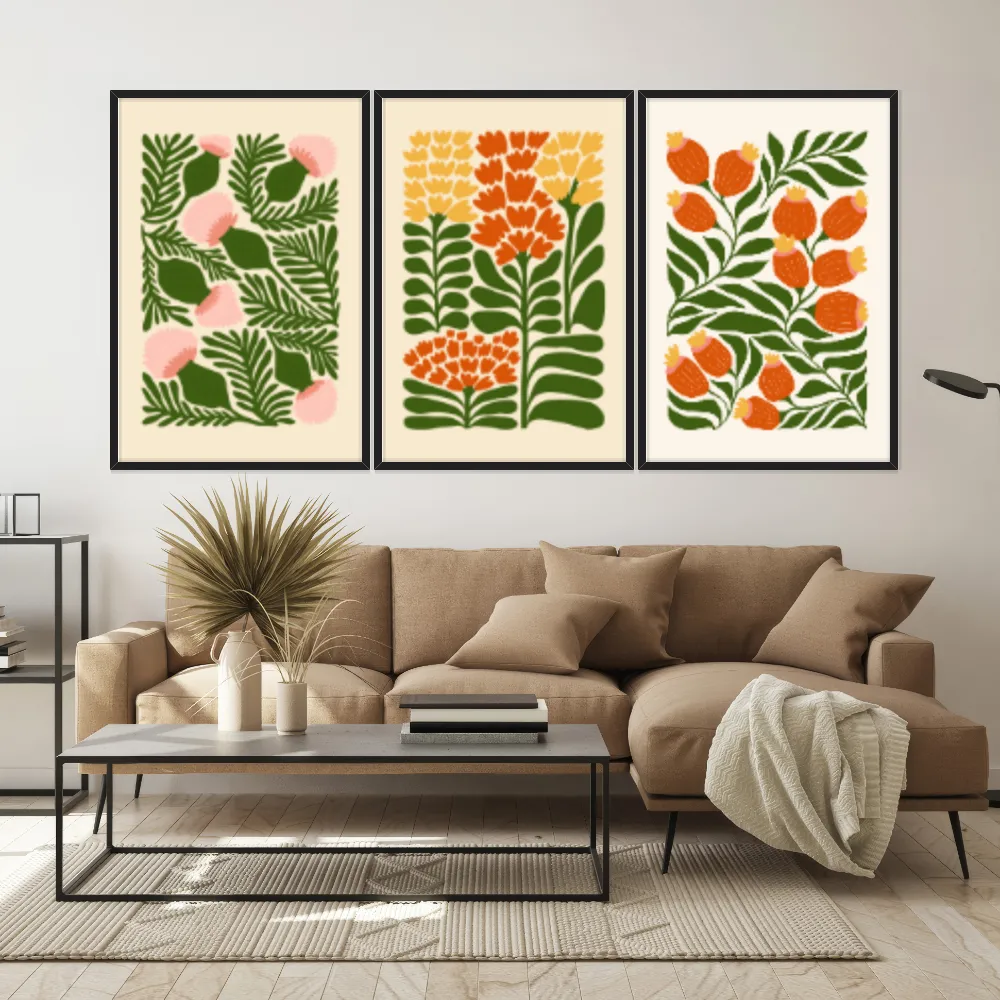 Kit Quadros Decorativos Flora Abstrata