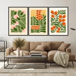 Kit Quadros Decorativos Flora Abstrata