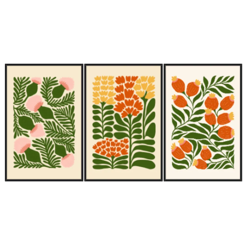Kit Quadros Decorativos Flora Abstrata