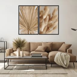 Kit Quadros Decorativos Pampas Marrom
