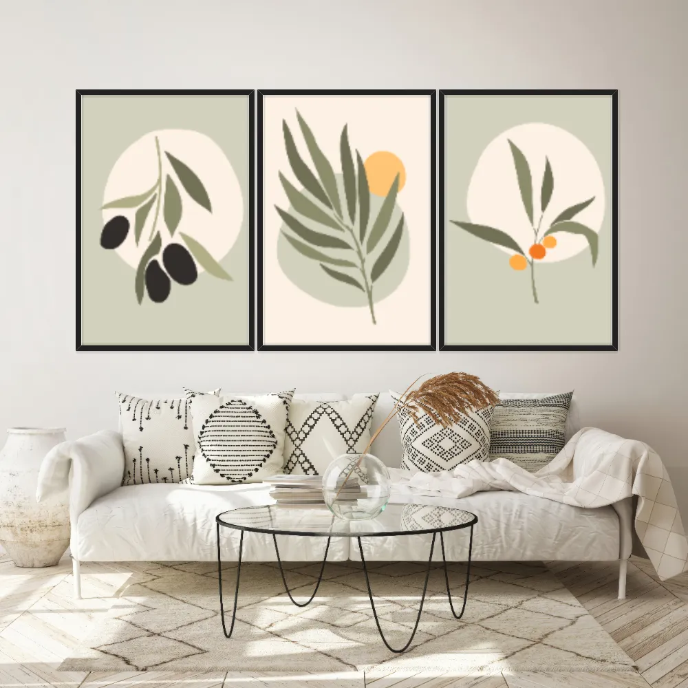 Kit Quadros Decorativos Planta Abstrata