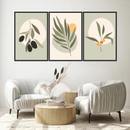 Kit Quadros Decorativos Planta Abstrata