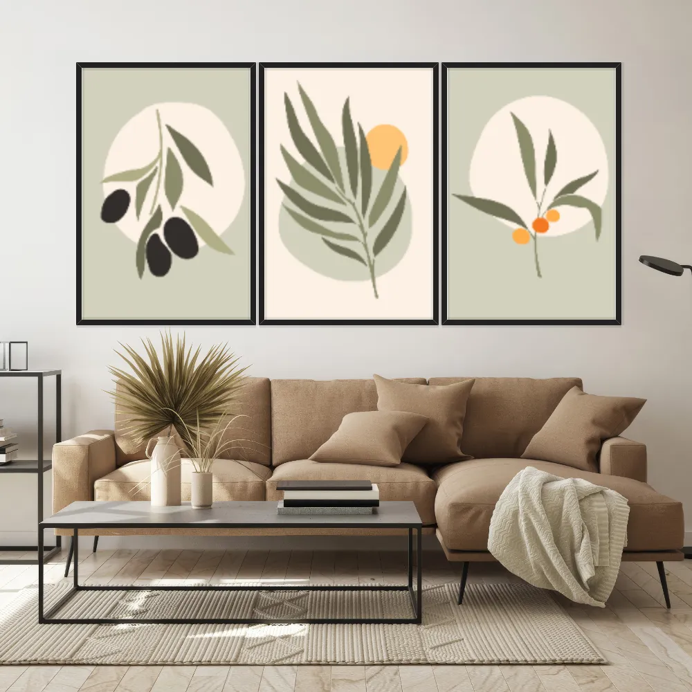 Kit Quadros Decorativos Planta Abstrata