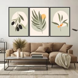 Kit Quadros Decorativos Planta Abstrata