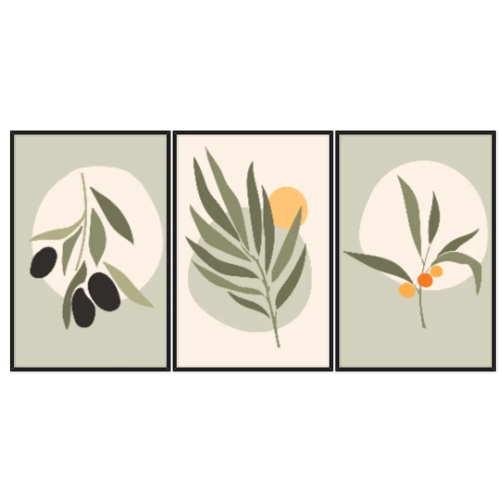 Kit Quadros Decorativos Planta Abstrata