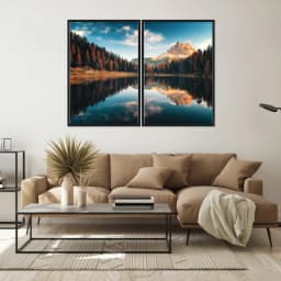Kit Quadros Decorativos Lago E Montanha