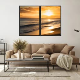 Kit Quadros Decorativos Praia Com Pôr Do Sol