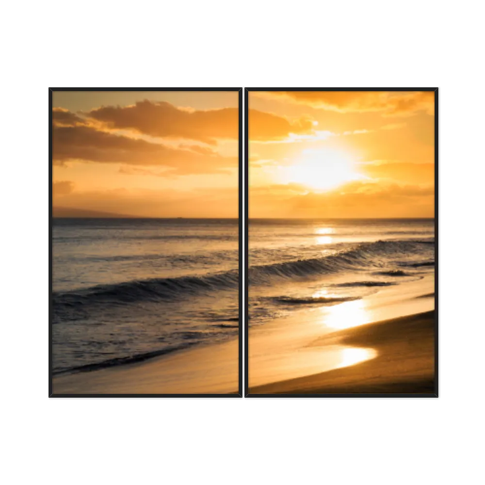 Kit Quadros Decorativos Praia Com Pôr Do Sol