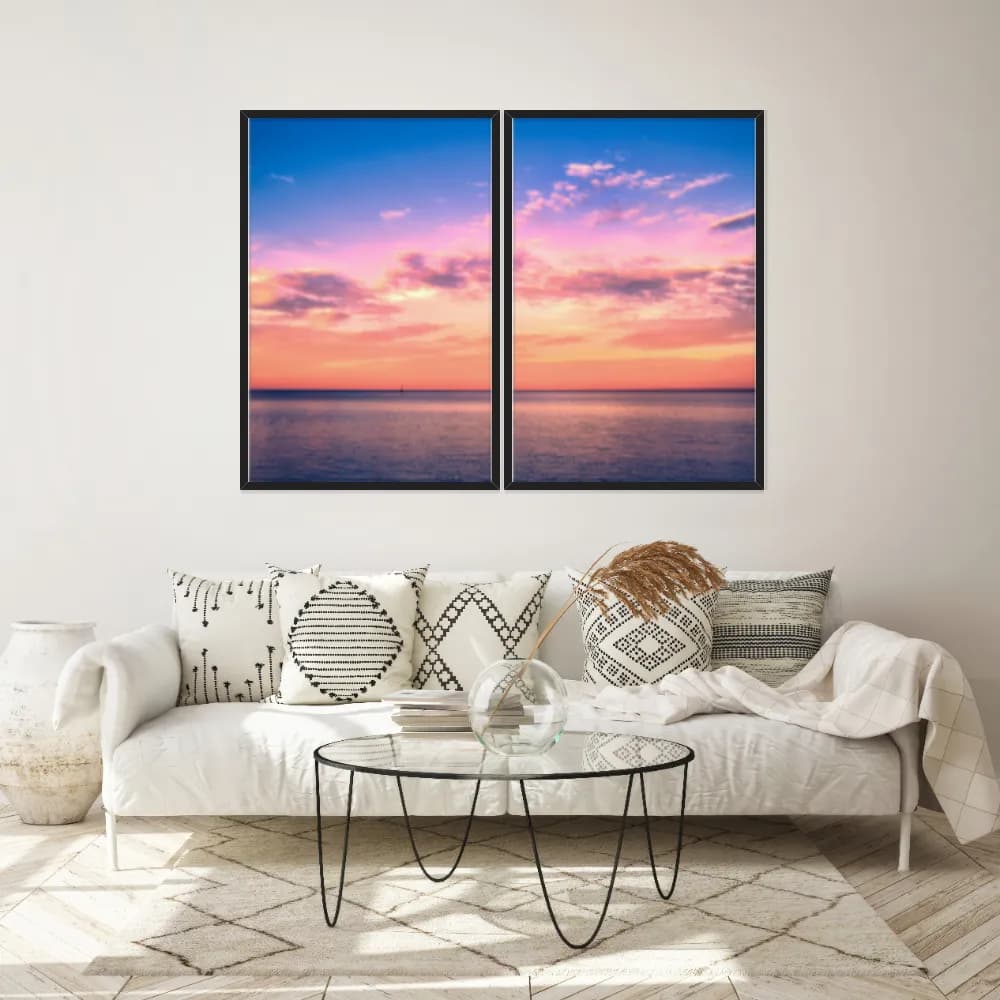 Kit Quadros Decorativos Praia Com Pôr Do Sol