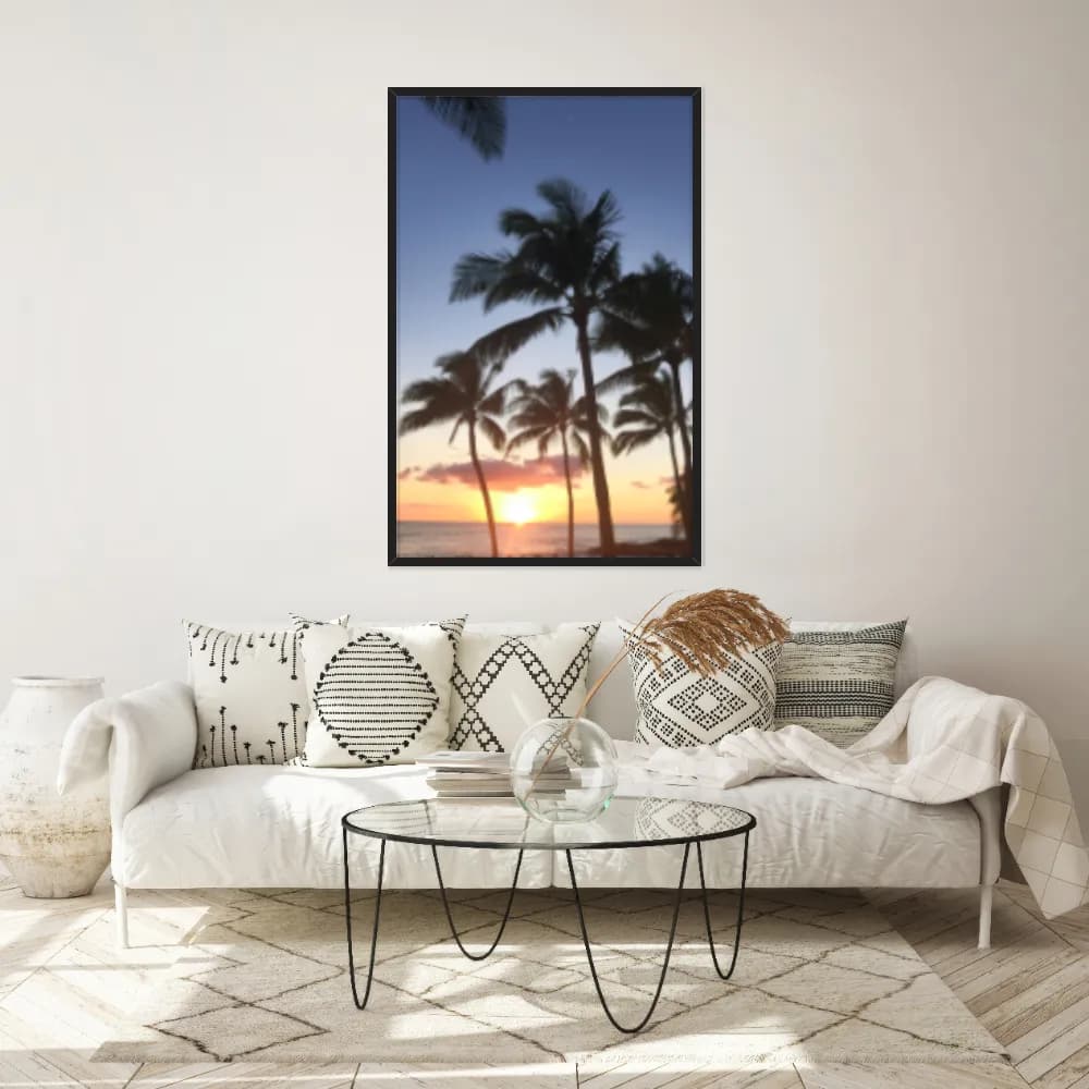 Quadro Decorativo Coqueiro Com Pôr Do Sol